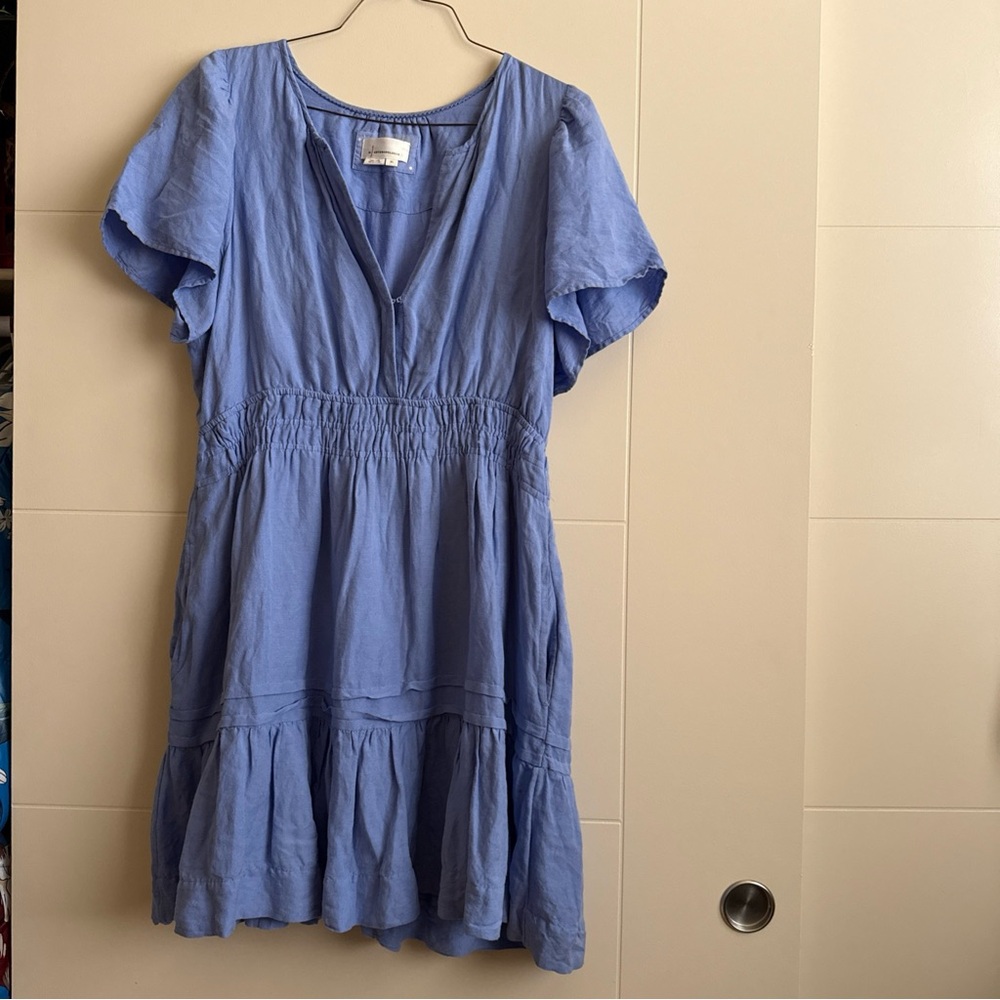 Anthropologie The Somerset Mini Dress Linen Edition Blue Women’s size XL
